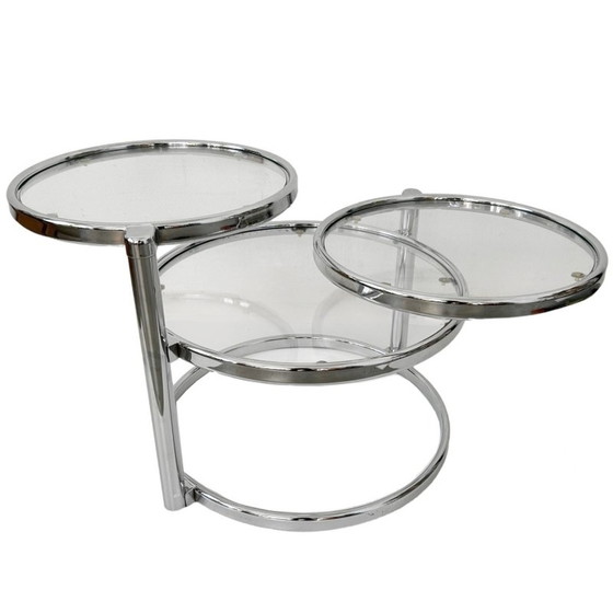 Image 1 of Space age chrome swivel coffee table Milo Baughman style