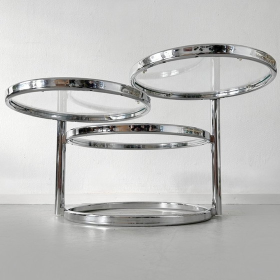 Image 1 of Space age chrome swivel coffee table Milo Baughman style