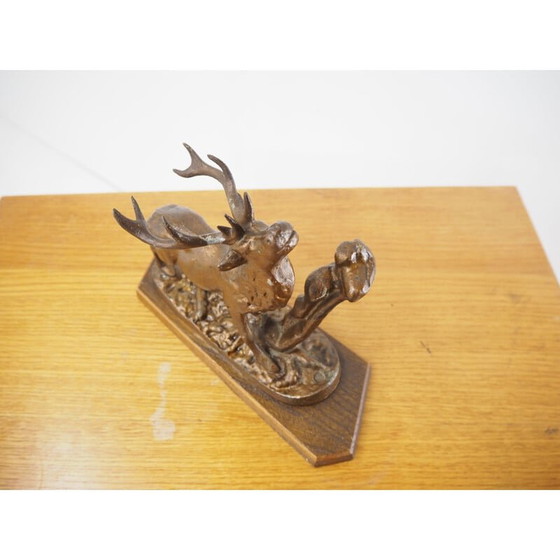 Image 1 of Vintage alloy deer sculpture, Czechoslovakia 1960