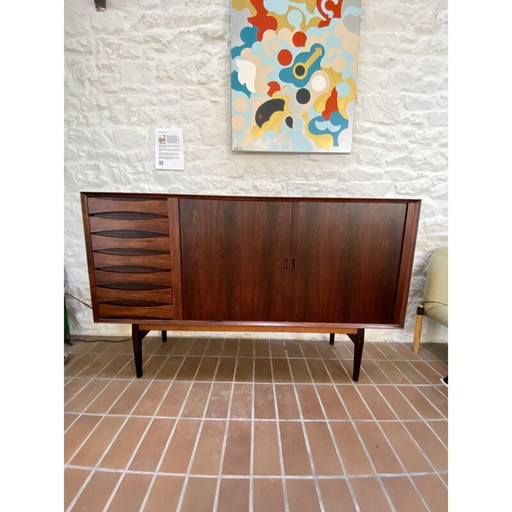 Vintage highboard with two sliding doors by Arne Vodder for Sibast, Denmark 1950