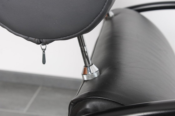 Image 1 of Black Leather Zyklus Lounge Chair + Hocker By Peter Maly For Cor