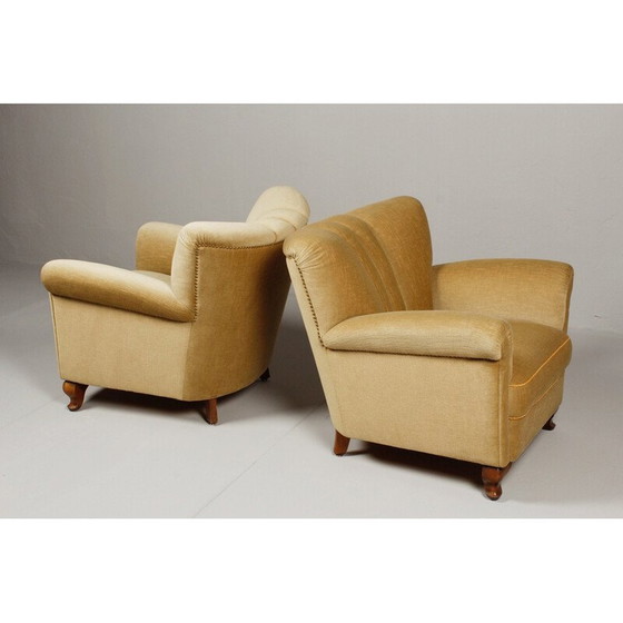 Image 1 of Pair of vintage Art Deco velvet armchairs, 1940s