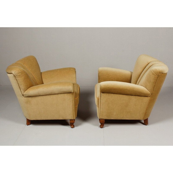 Image 1 of Pair of vintage Art Deco velvet armchairs, 1940s