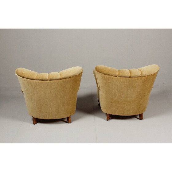 Image 1 of Pair of vintage Art Deco velvet armchairs, 1940s