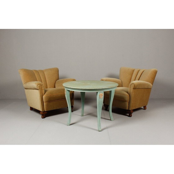 Image 1 of Pair of vintage Art Deco velvet armchairs, 1940s