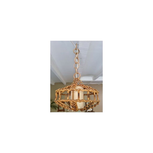 Vintage rattan pendant lamp, 1960