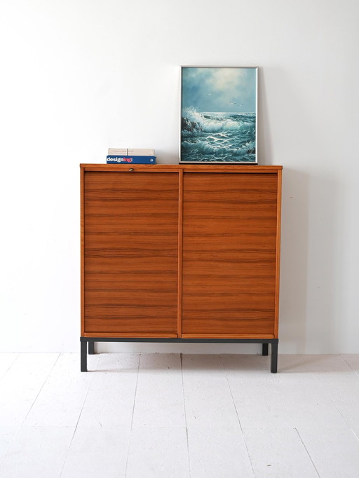 Vintage Filing Cabinet With Tambour Doors