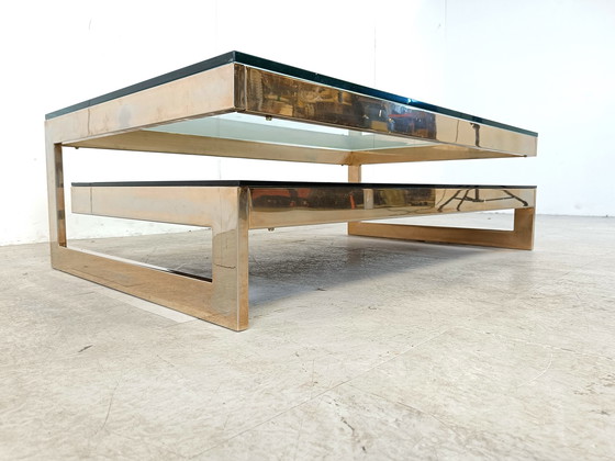 Image 1 of Table basse vintage en belgochrome à deux niveaux