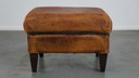 Vintage sheep leather hocker