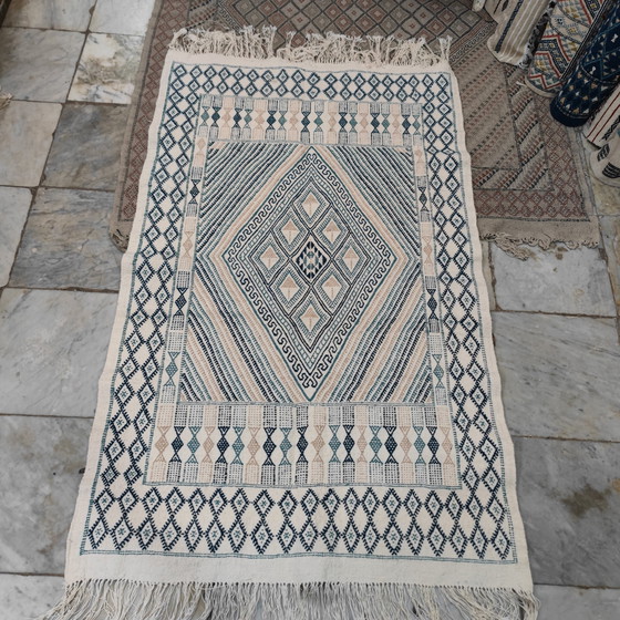 Image 1 of Natural Wool Hand-Woven Margoum Rug