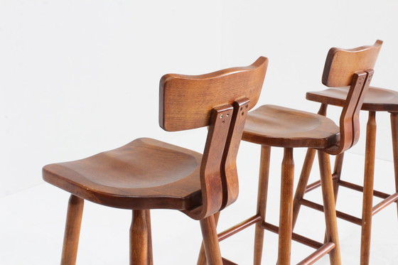 Image 1 of Set of 3 vintage brutalist bar stools