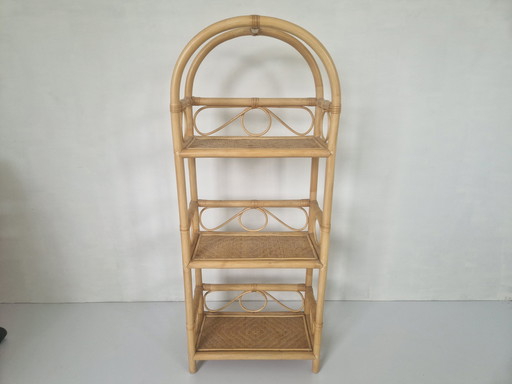 Bohemian Rattan And Bamboo Shelf, 1970S