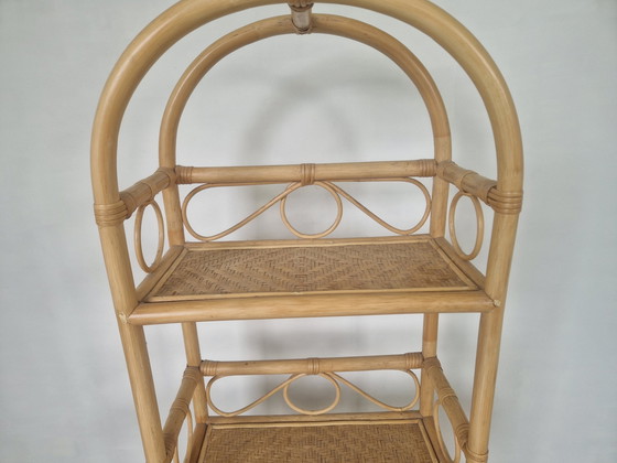 Image 1 of Bohemian Rattan And Bamboo Shelf, 1970S