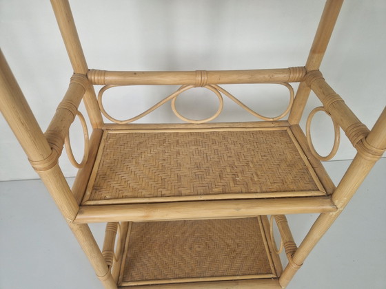 Image 1 of Bohemian Rattan And Bamboo Shelf, 1970S