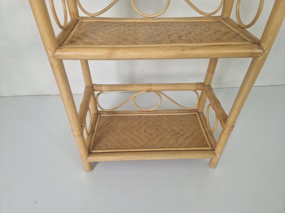 Image 1 of Bohemian Rattan And Bamboo Shelf, 1970S