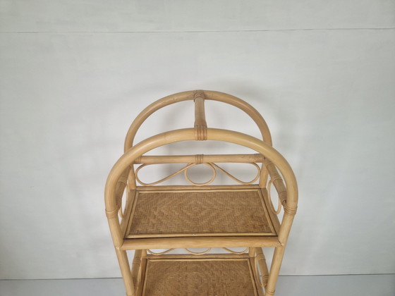 Image 1 of Bohemian Rattan And Bamboo Shelf, 1970S