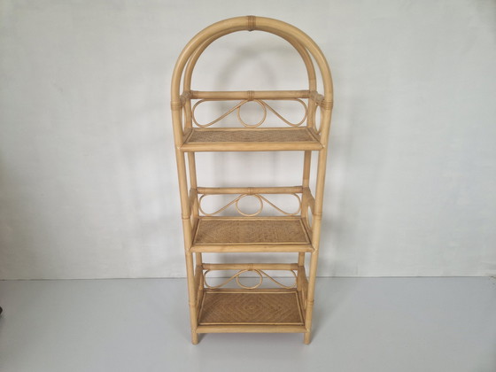 Image 1 of Bohemian Rattan And Bamboo Shelf, 1970S