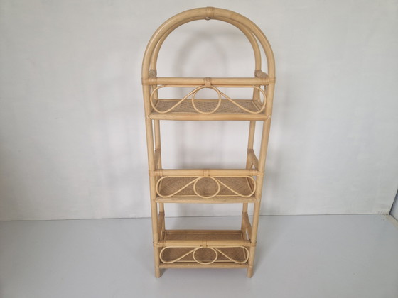 Image 1 of Bohemian Rattan And Bamboo Shelf, 1970S