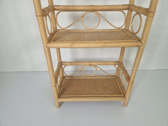 Image 1 of Bohemian Rattan And Bamboo Shelf, 1970S