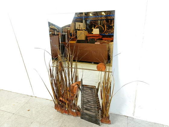 Image 1 of Miroir en cuivre sculpté par Daniel D'haeseleer, 1970