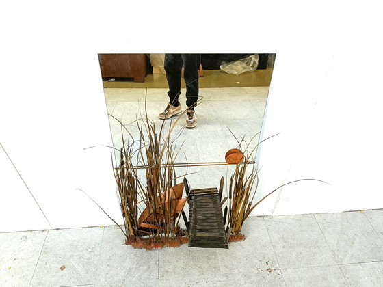 Image 1 of Miroir en cuivre sculpté par Daniel D'haeseleer, 1970