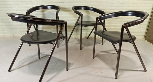 4 x Giannina leren stoelen, Arrben Italy