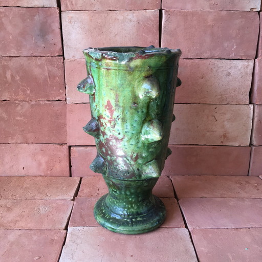 Tamegroute Glazed Earthenware Pottery Vase