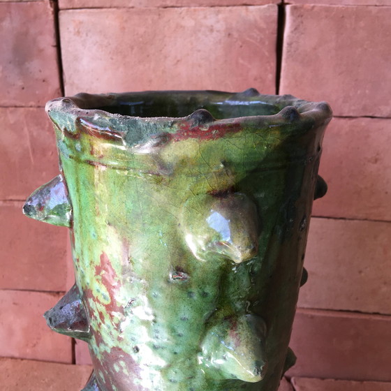 Image 1 of Tamegroute Glazed Earthenware Pottery Vase