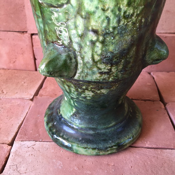 Image 1 of Tamegroute Glazed Earthenware Pottery Vase