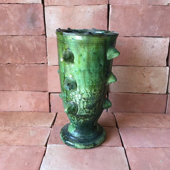 Image 1 of Tamegroute Glazed Earthenware Pottery Vase