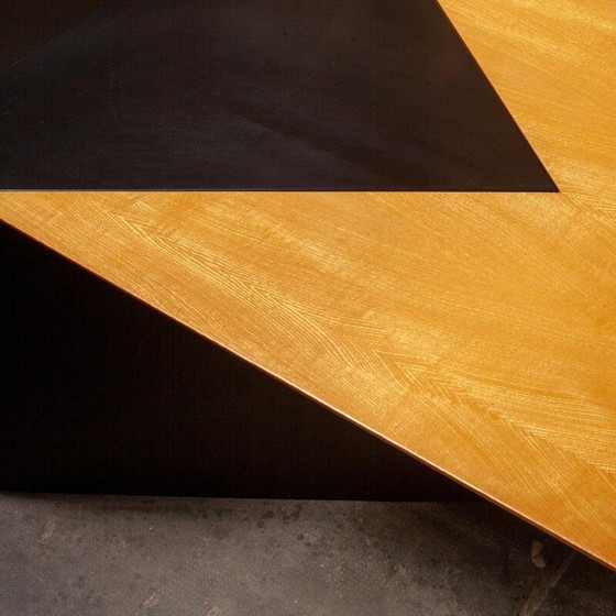 Image 1 of Vintage ash and metal coffee table for Leolux, Netherlands 1980