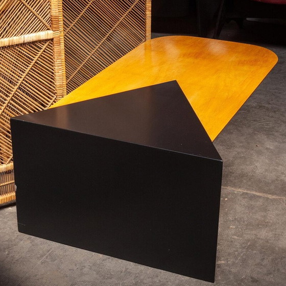 Image 1 of Vintage ash and metal coffee table for Leolux, Netherlands 1980