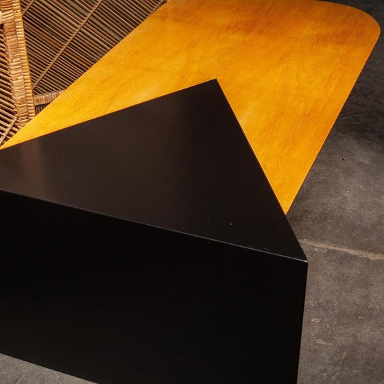 Image 1 of Vintage ash and metal coffee table for Leolux, Netherlands 1980