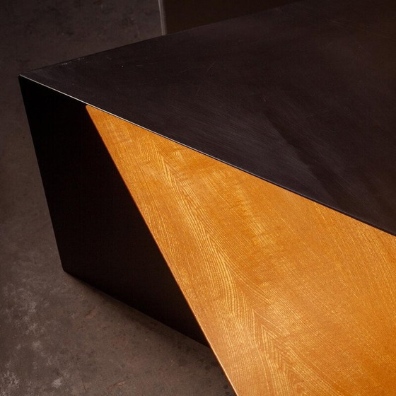 Image 1 of Vintage ash and metal coffee table for Leolux, Netherlands 1980