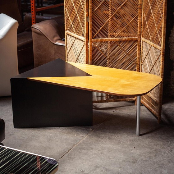 Image 1 of Vintage ash and metal coffee table for Leolux, Netherlands 1980
