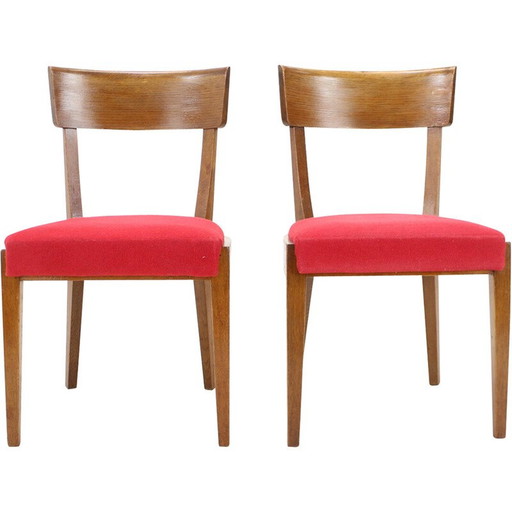 Pair of vintage H-40 chairs in wood and fabric by Jindrich Halabala for Up Závody, Czechoslovakia
