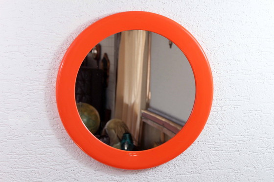 Image 1 of Space Age Orange mirror, France 1970