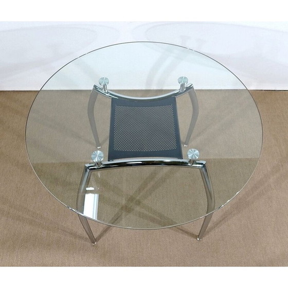 Image 1 of Vintage table in chromed metal and glass, 1970