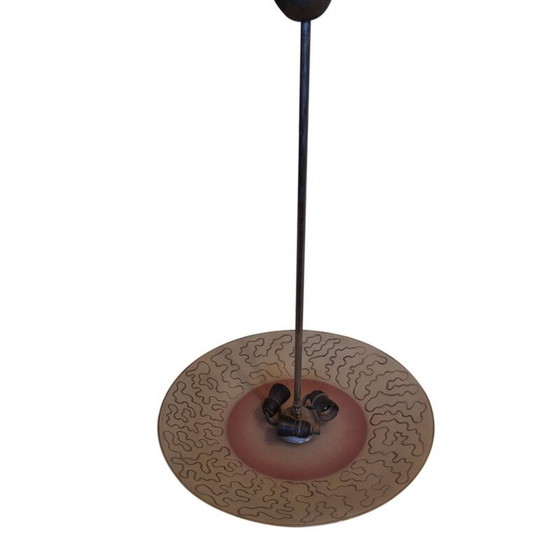 Image 1 of Glazed and painted round chandelier, 1960
