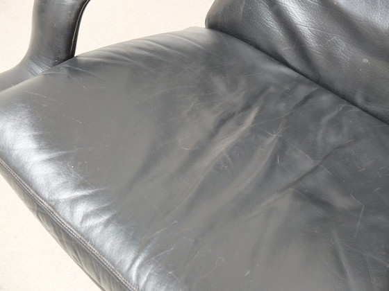 Image 1 of Artifort F152 Swivel Lounge Chair Black Leather