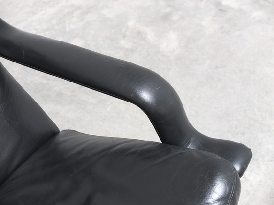 Image 1 of Artifort F152 Swivel Lounge Chair Black Leather