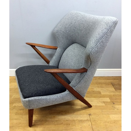 Slagelse Mobelvaerk grey lounge chair, Kurt OLSEN - 1950s