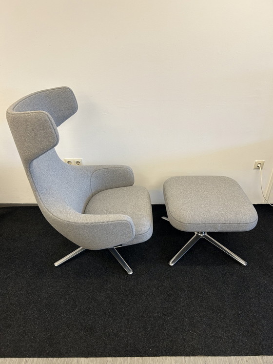 Image 1 of Vitra - Armchair - Grand Repos & Ottoman - Grey fabric