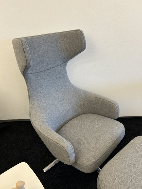 Image 1 of Vitra - Armchair - Grand Repos & Ottoman - Grey fabric