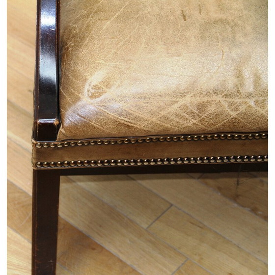 Image 1 of Poltrone vintage in legno scuro e pelle marrone