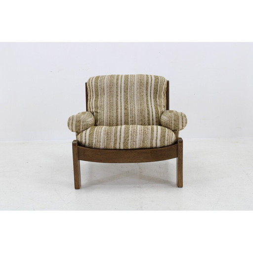 Vintage armchair with oak stool, Czechoslovakia 1970