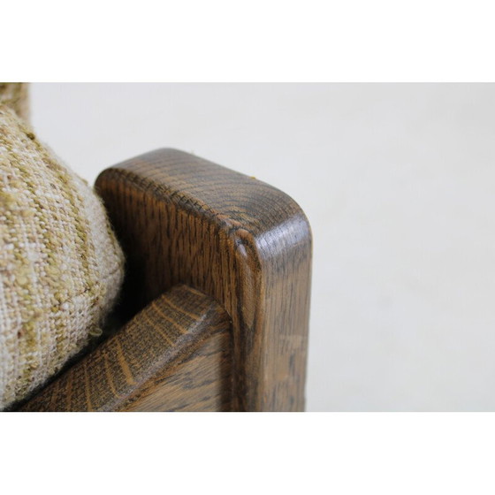 Image 1 of Vintage armchair with oak stool, Czechoslovakia 1970