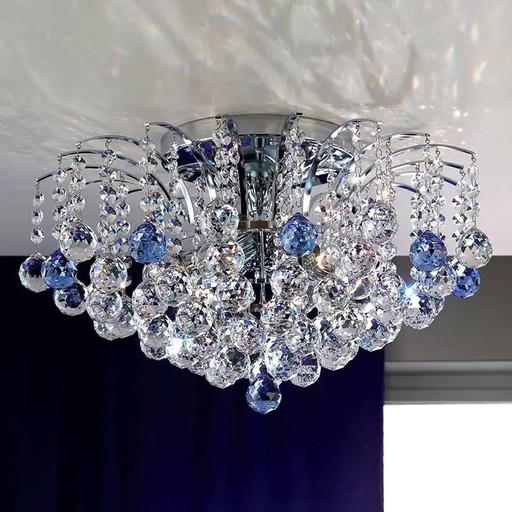 Crystal Ceiling Lamp Blue/Chrome