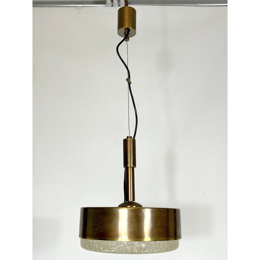 Vintage solid brass and glass pendant lamp by Stilnovo, 1950