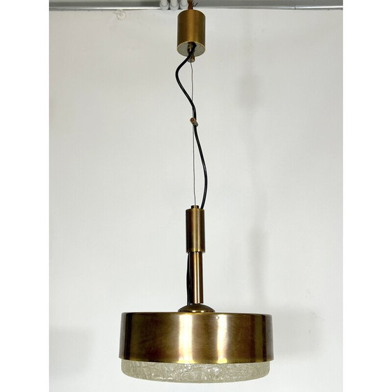 Image 1 of Vintage solid brass and glass pendant lamp by Stilnovo, 1950